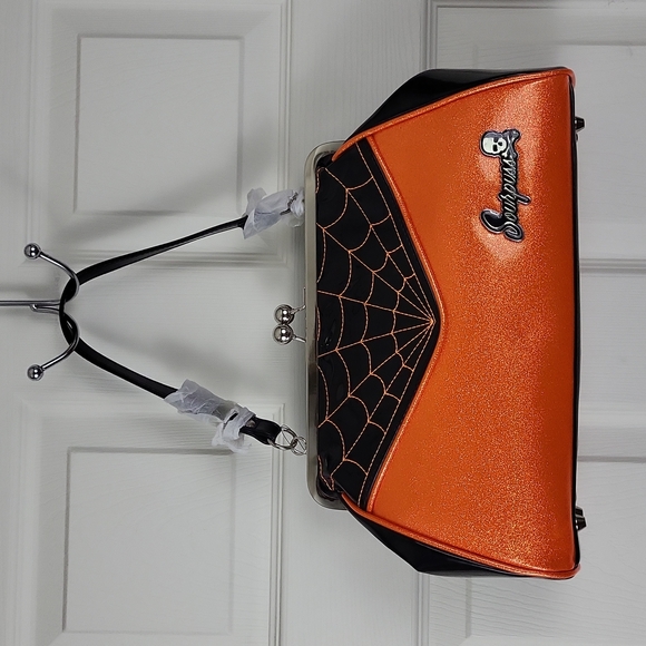 Sourpuss Handbags - Sourpuss Backseat Baby Spiderweb Purse Orange